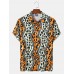 Mens Leopard Print Chest Pocket Street Short Sleeve Shirts