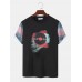 Mens Paint Music CDs Tie Dye Print Casual Short Sleeve T  Shirts