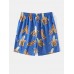 Men Banana Print Mid Length Beachwear Shorts