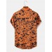 Mens Halloween Pumpkin Evil Face Print Short Sleeve All Matched Shirts