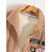 Mens Pattern Applique Sherpa Warm Jacket With Pocket