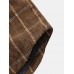 Mens Plaid Button Up Slant Pocket Woolen Cloth Hooded Jacket