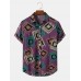 Mens Irregular Geometric Print Button Up Short Sleeve Shirts